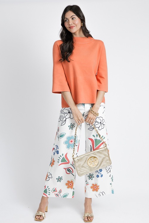 【COLOR iN ID】Small flower cotton pants Organic Cotton Morgan Track Pant - Simple Flowers Egret